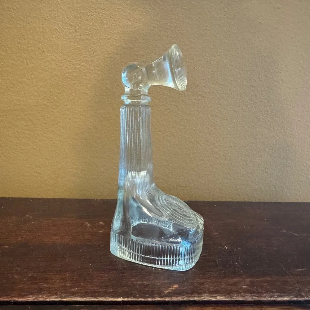 Vintage 1940s Clear Glass Candle Stick Telephone‎ Candy Container Knick Knack
